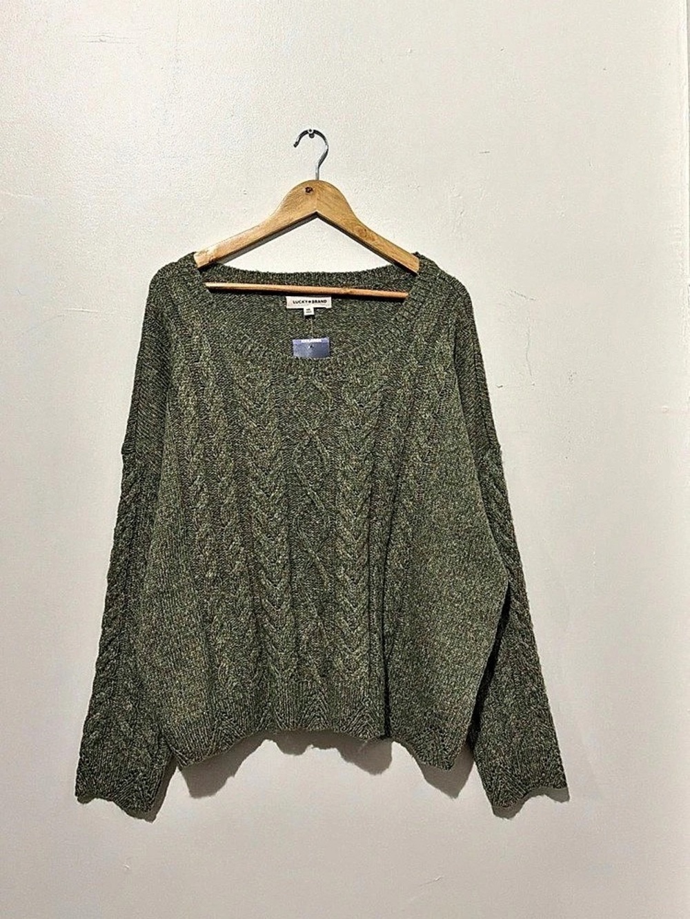 Lucky Brand Women’s Cable Knit Sweater in Green XXL NWT
